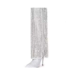 Gianni Binie Sparkling Silver Heeled Boots